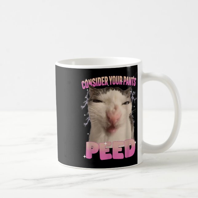 Mug Considérez Votre Pantalon Peed Silly Chat Mème Drô (Droite)