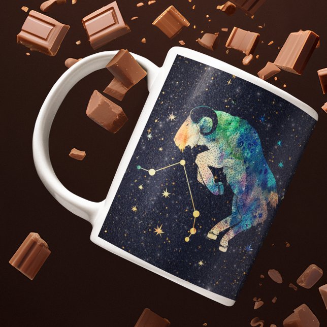 Mug Constellation du Bélier Zodiaque Aquarelle Étoiles (Créateur téléchargé)