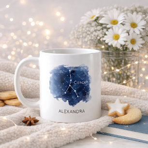 Mug Constellation Nuit Étoilée Cancer Nom Personnalisé