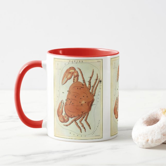 Mug Constellation Vintage du crabe cancéreux, miroir d (Avec donut)