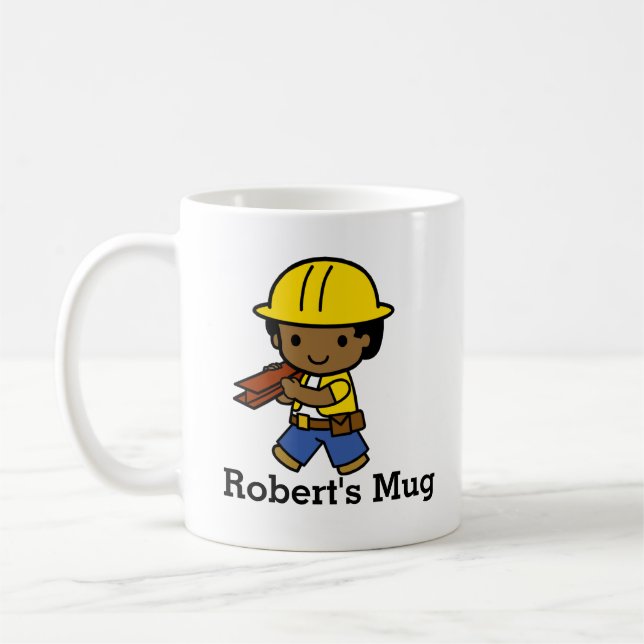 Mug Constructeur Personnalisé Garçon en Casque Jaune (Gauche)