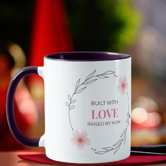 Mug Construit Avec Amour Élevé Par Maman Citation Flor