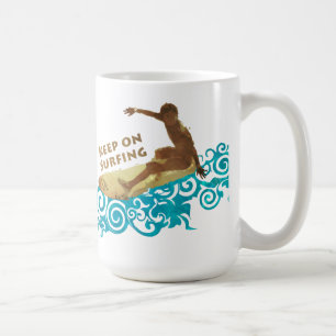 Mug Continuez à surfer, Grunge et vagues pour les surf