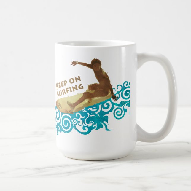 Mug Continuez à surfer, Grunge et vagues pour les surf (Droite)