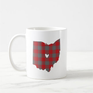 Mug Contour de l'Ohio de plaid de Buffalo d'écarlate