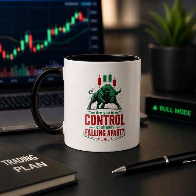Mug Contrôle ou Effondrement Mentalité de Trading Taur (Image shown for illustration purposes only. Final product may vary slightly.)