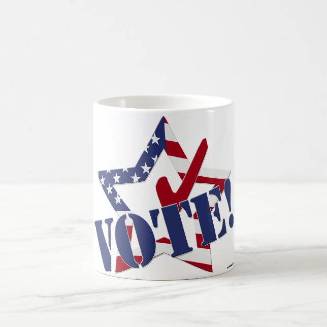 Mug Contrôle Rouge Bleu VOTE avec Étoile du Drapeau am (Centre)