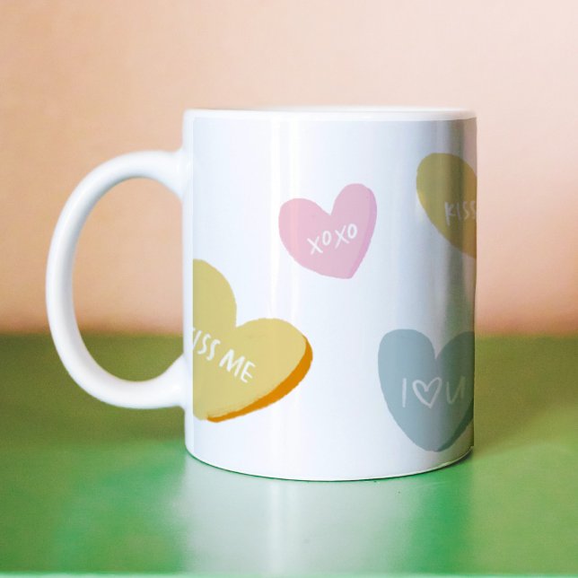 Mug Conversation Amour Coeurs Saint Valentin (Conversation Love Hearts Valentine's Day Coffee Mug)