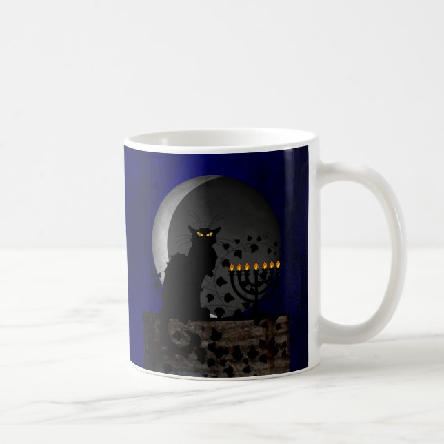 Mug Conversation Noir Chanukah avec Menorah (Droite)