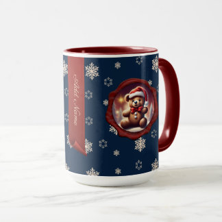 Mug Cookie en jonc de Noël Bannière personnalisée Bleu
