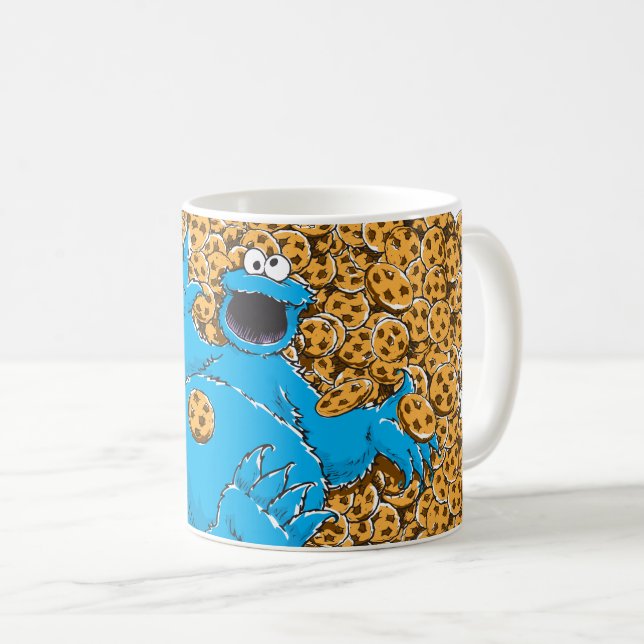 Mug Cookie Monster et cookies vintage (Devant droit)