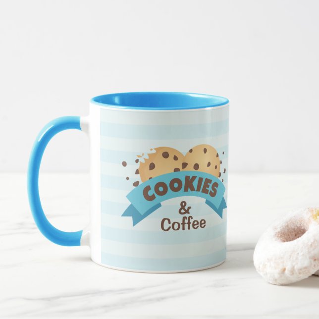 Mug Cookies à chips de chocolat et conception de café  (Avec donut)