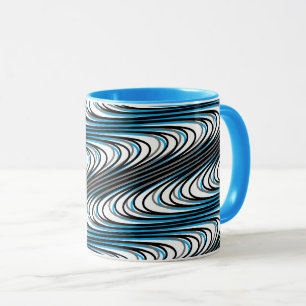 Mug Cool Abstrait Trippy Black White Wavy Stripes