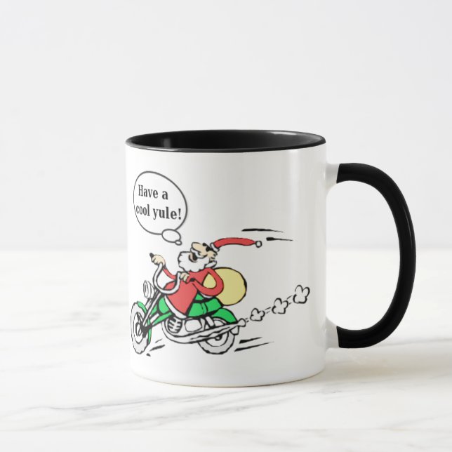 Mug Cool amusant Yule Père Noël équitation moto Noël (Droite)