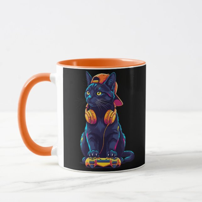 Mug Cool Black Cat Gamer Halloween Design Éffrayant (Gauche)
