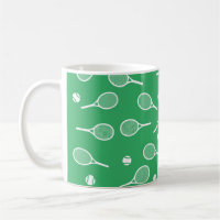 Cool Blanc Retro Raquettes de Tennis Motif Vert