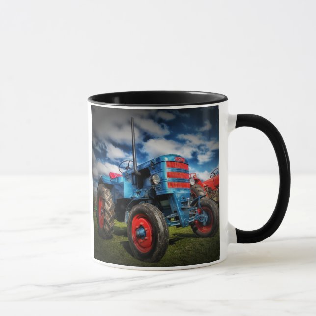 Mug Cool Bleu Rouge Tracteur d'antiquités cadeaux pour (Droite)