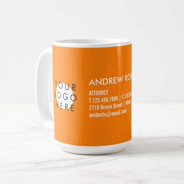 Mug Cool Bright Orange Moderne Votre Logo Entreprise (Devant gauche)