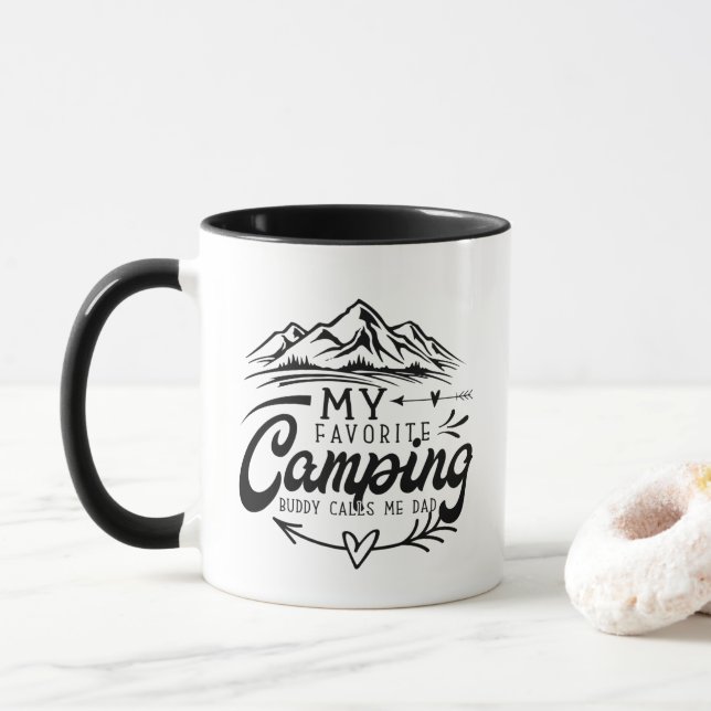 Mug Cool Camping buddy Dad word art  (Avec donut)
