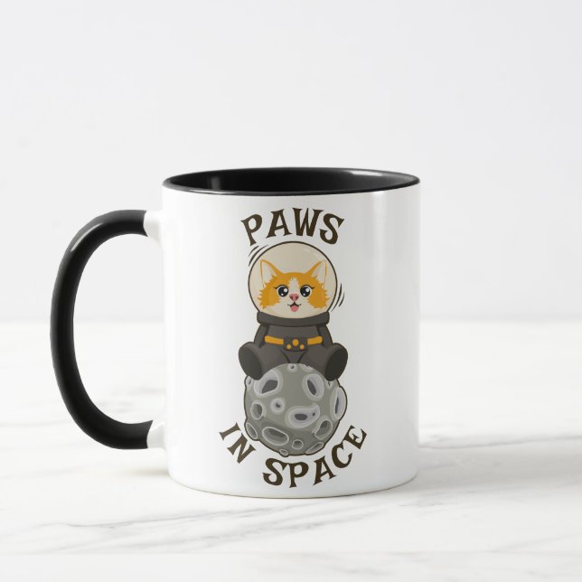 Mug Cool Cat in space Cat Astronaut Cosmic animal Moon (Gauche)