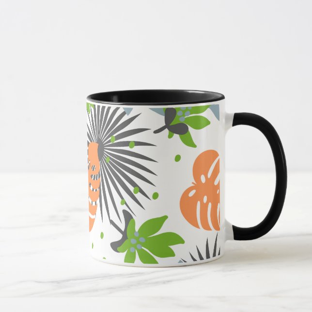 Mug Cool contraste Orange et motif vert sur noir (Droite)
