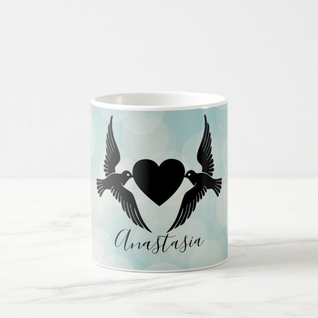 Mug Cool, Extraordinaire, Oiseaux bleus avec coeur (Centre)
