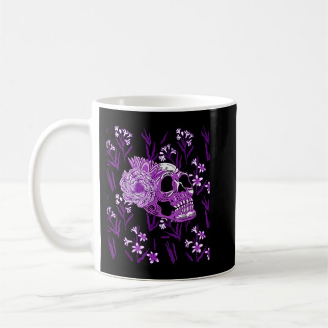 Mug Cool Floral Flagrant Crâne violet Halloween Aller (Gauche)