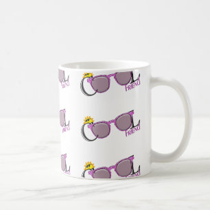 Mug Cool Friend-sun et lunettes de soleil sur blanc