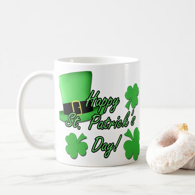 Mug Cool fun Chapeau vert haut Shamrocks St Patricks D (Avec donut)