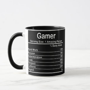 Mug Cool Gamer Données nutritionnelles Jeu vidéo Gamer