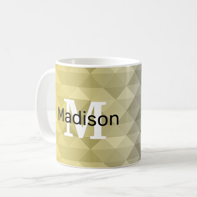 Mug Cool gris jaune Ombre motif géométrique Monogramme (Devant gauche)