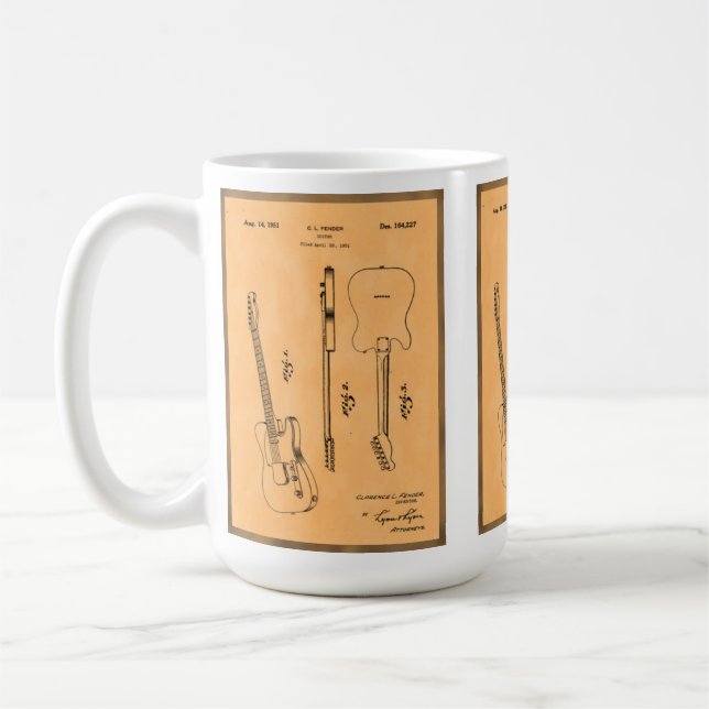 Mug Cool Guitare électrique Brevet Retro Art (Gauche)