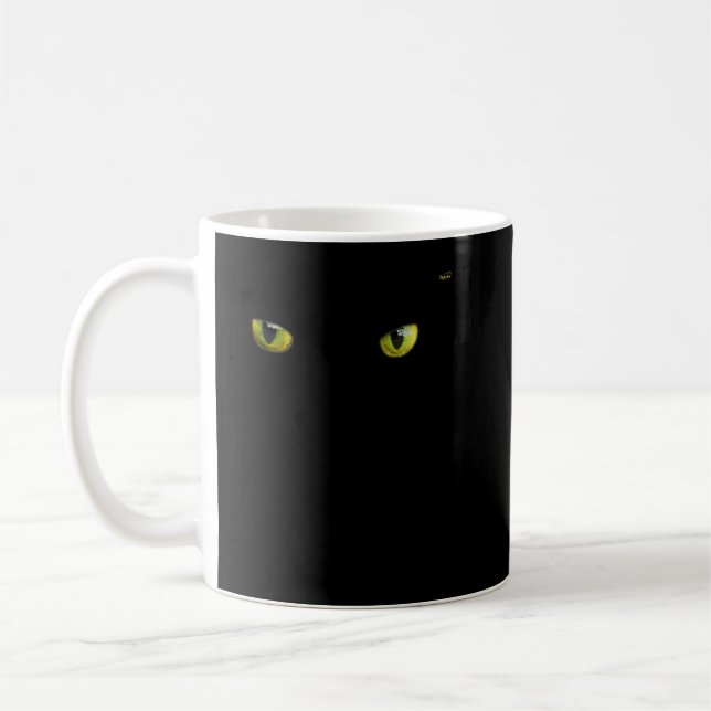 Mug Cool Halloween visage de chat jaune sur chemise no (Gauche)