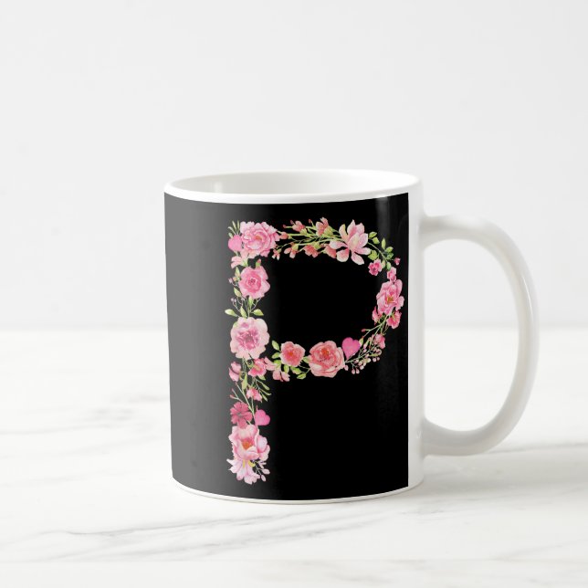 Mug Cool Initial Alphabet Monogram Flowers Floral Lett (Droite)