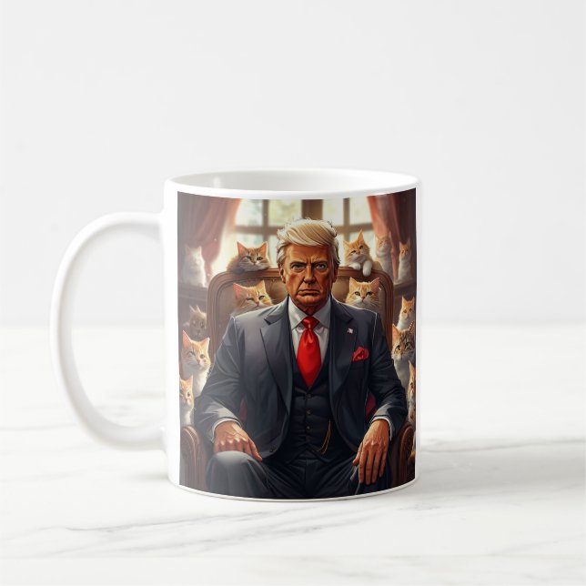 Mug Cool MAGA Cat TRUMP entouré de KITTENS drôle (Gauche)
