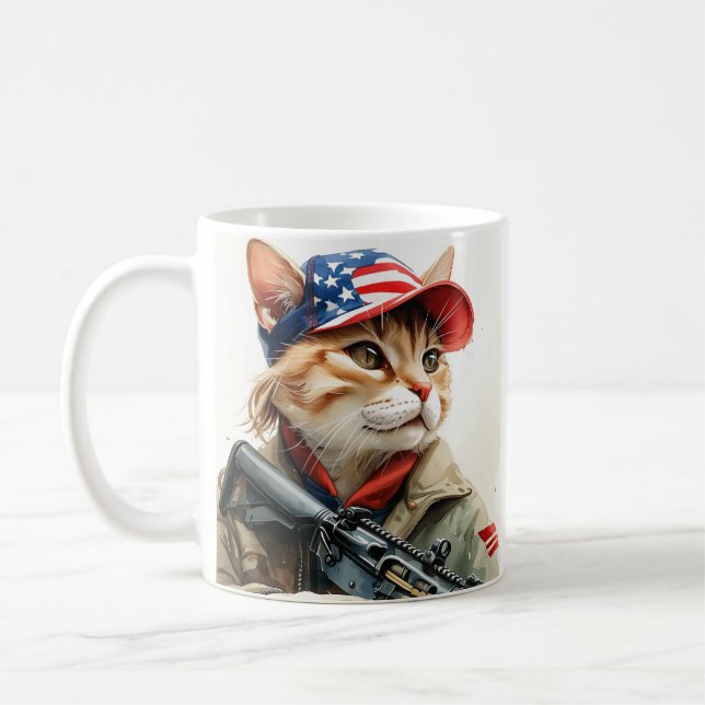Mug Cool MAGA Chat avec pistolet et Camouflage Cute AM (Gauche)