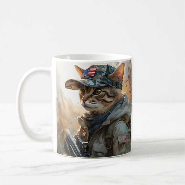 Mug Cool MAGA Chat avec pistolet et Camouflage Cute AM (Gauche)