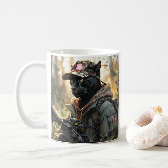 Mug Cool MAGA Chat avec pistolet et camouflage PANNEAU (Avec donut)