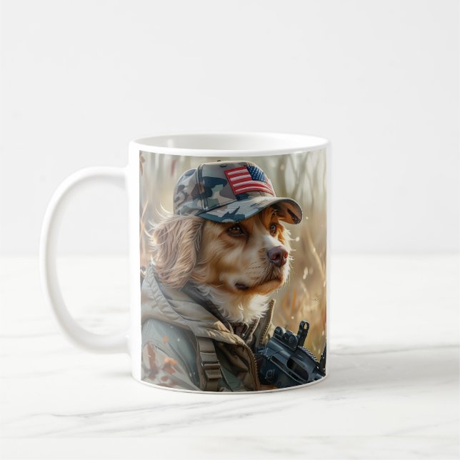Mug Cool MAGA Chien avec pistolet et Camouflage Cute c (Gauche)