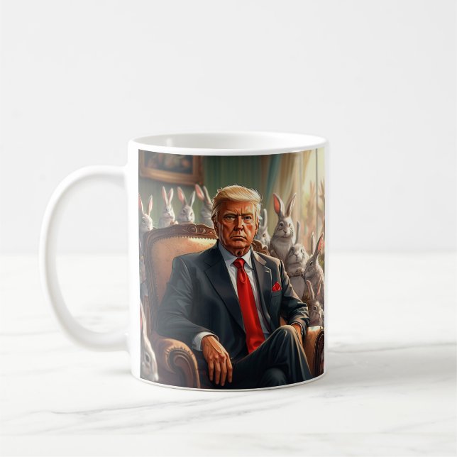 Mug Cool MAGA Rabbit TRUMP entouré de BUNNYS drôle (Gauche)