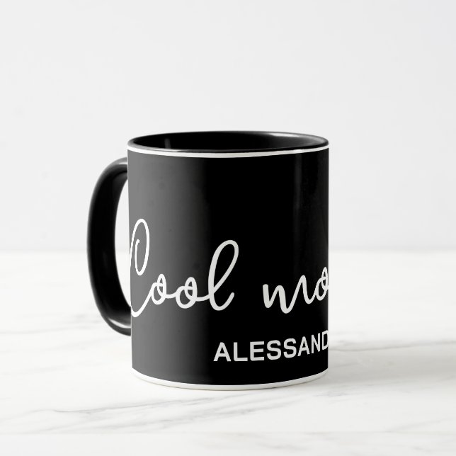 Mug Cool maman monogramme noir blanc typographie simpl (Devant gauche)