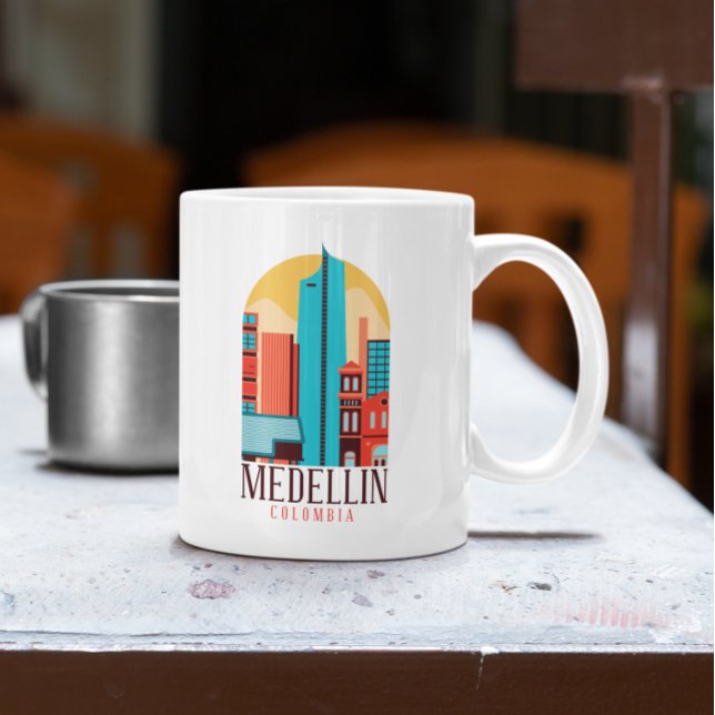 Mug Cool Medellin Colombie Vintage Cityscape (Medellin Colombia Vintage Cityscape Coffee Mug)