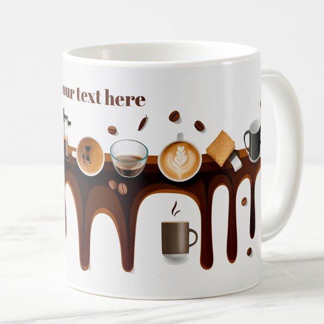 Mug Cool mignon tableau de boissons de café texte pers (Créateur téléchargé)