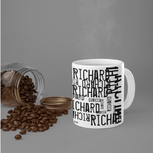 Mug Cool moderne noir & blanc nom, typographie (modern and tasteful)