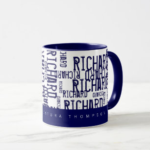 Mug cool & moderne typographie bleue (motif de noms)
