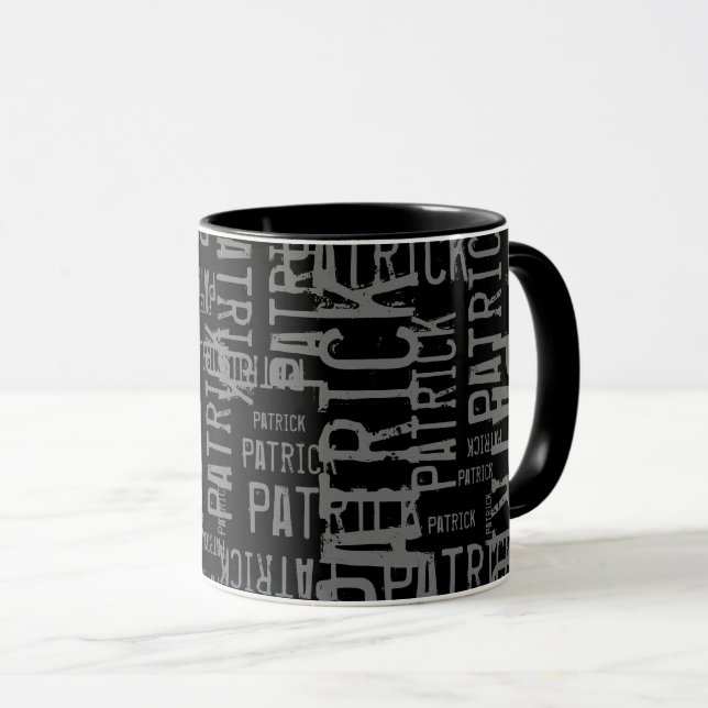 Mug cool nom personnalisé noir motif typographie (Devant droit)