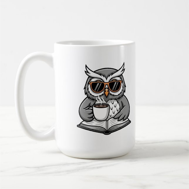 Mug Cool Owl Reading With Coffee (Gauche)