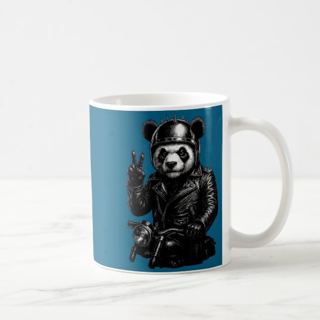 Mug Cool Panda Punk Peace Sign Motorcycle  (Droite)