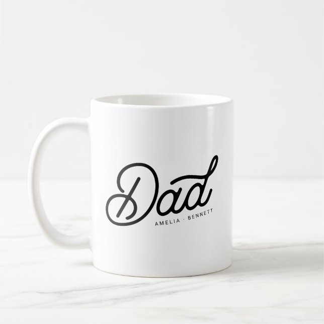 Mug Cool papa moderne Script avec les noms des enfants (Gauche)
