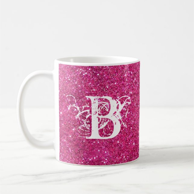 Mug Cool Parties scintillant rose blanc Funky Monogram (Gauche)
